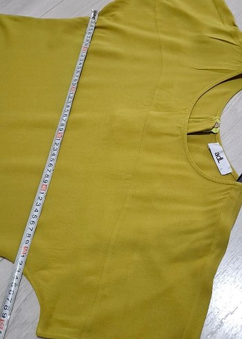 Sarı Kadın Kısa Kollu Saten Bluz - Görsel 5