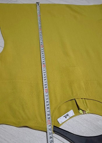 Sarı Kadın Kısa Kollu Saten Bluz - Görsel 9