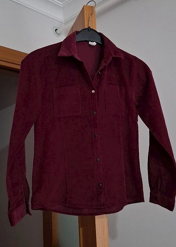 Bordo Süet Kadın Gömlek - Görsel 2