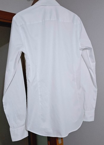 Düğmeli Beyaz Pamuklu Erkek Gömlek - Görsel 3