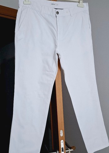 Beyaz Regular Fit Erkek Pantolon - Görsel 2