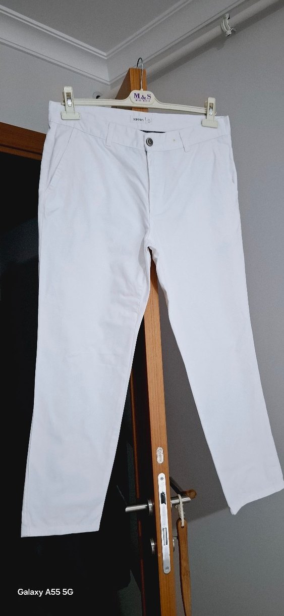 Beyaz Regular Fit Erkek Pantolon - Görsel 2