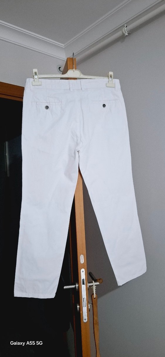 Beyaz Regular Fit Erkek Pantolon - Görsel 4