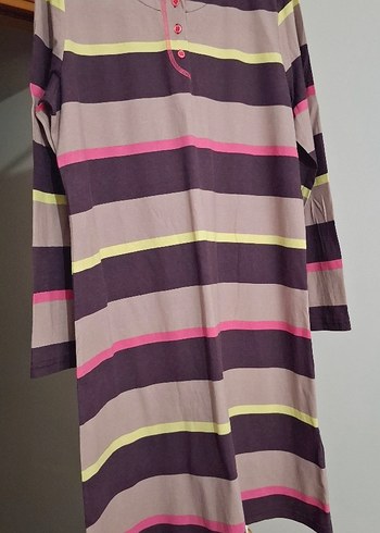 Çizgili Uzun Kollu Hamile ve Emzirme Gecelik - Görsel 5