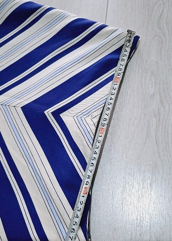 Mavi Çizgili Pileli Mini Hamile Eteği - Görsel 8