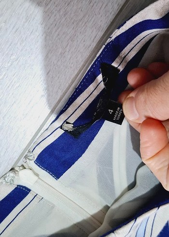 Mavi Çizgili Pileli Mini Hamile Eteği - Görsel 5