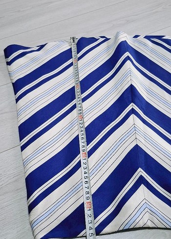 Mavi Çizgili Pileli Mini Hamile Eteği - Görsel 6