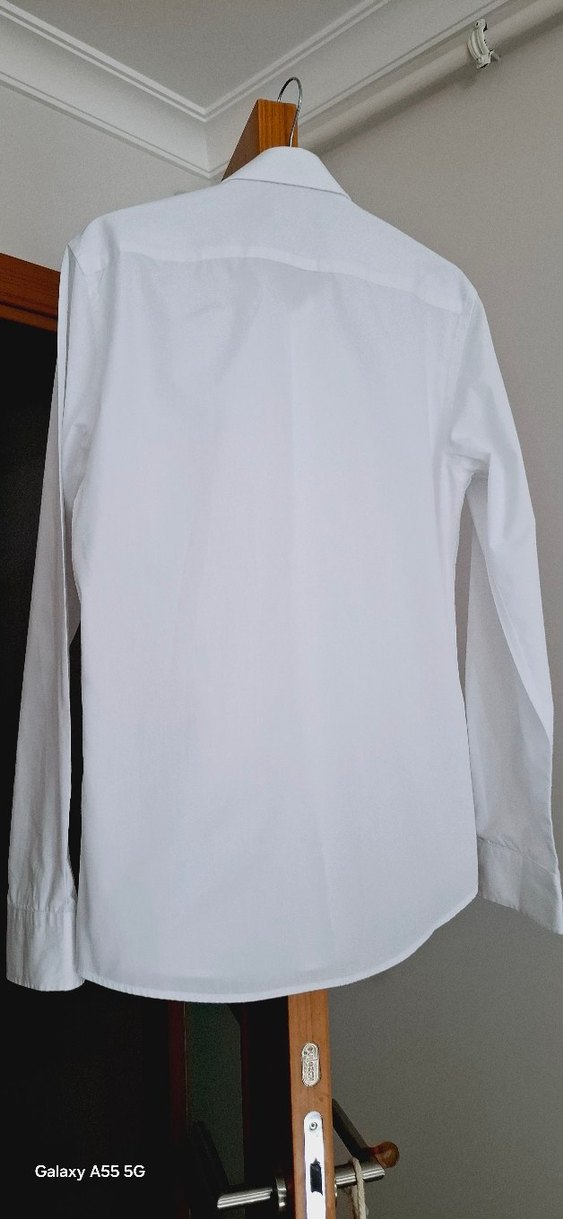 Erkek Beyaz Düğmeli Regular Fit Gömlek - Görsel 4