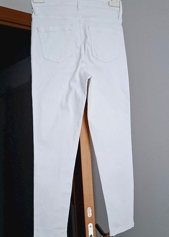 Düğmeli Beyaz Erkek Jean Pantolon - Görsel 4