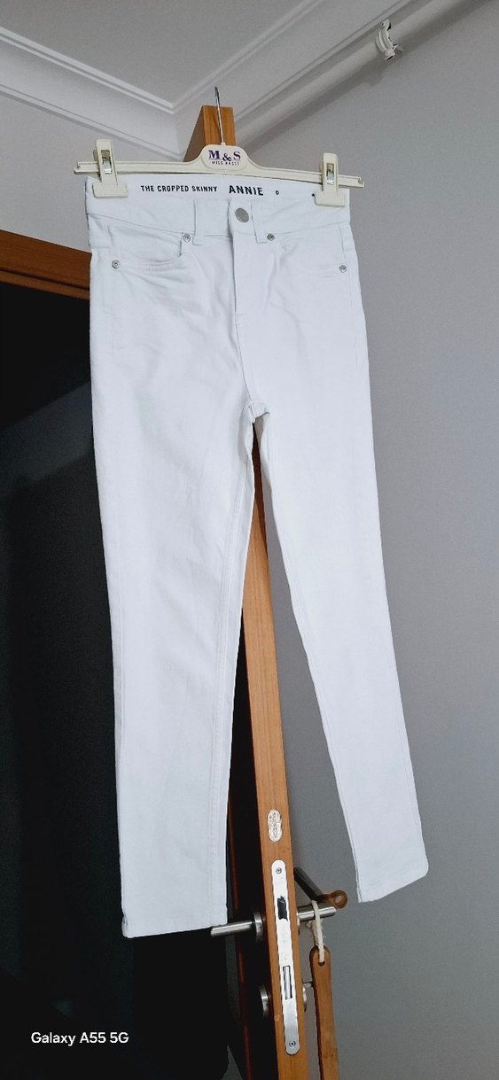 Düğmeli Beyaz Erkek Jean Pantolon - Görsel 3