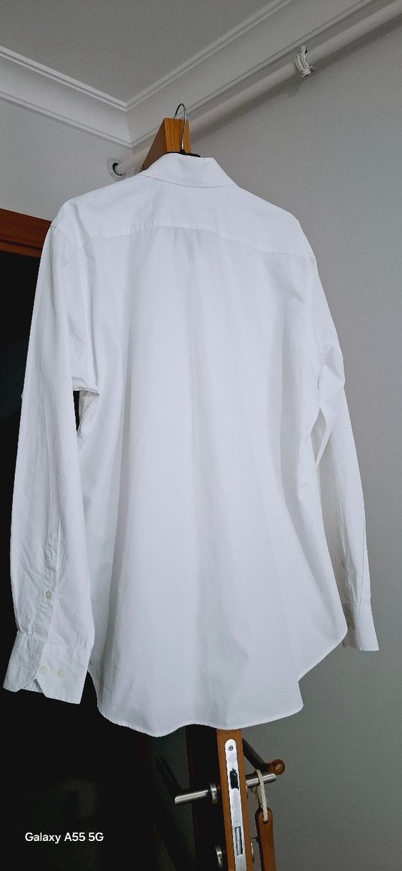 Erkek Beyaz Pamuklu Uzun Kollu Gömlek - Görsel 3