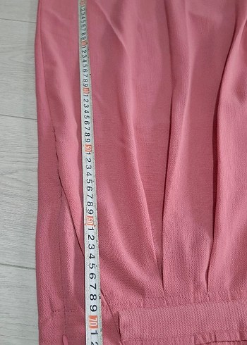 Piliseli Pembe Midi Kadın Kumaş Pantolon - Görsel 11