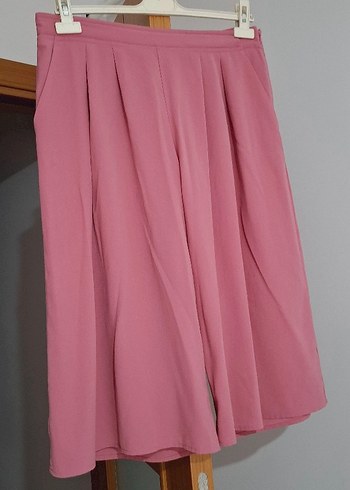 Piliseli Pembe Midi Kadın Kumaş Pantolon - Görsel 2