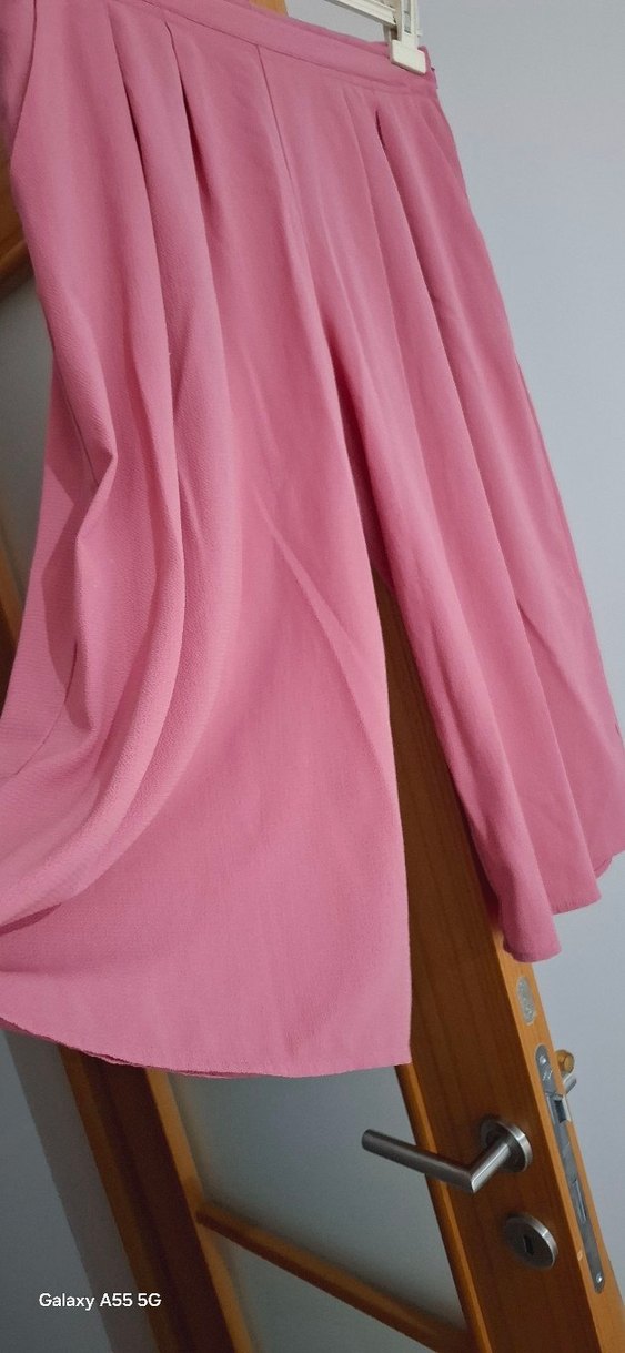 Piliseli Pembe Midi Kadın Kumaş Pantolon - Görsel 3