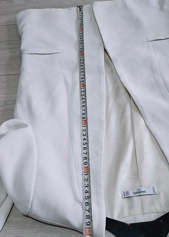 Beyaz Kadın Midi Ceket, Notch Yaka, Uzun Kol - Görsel 10