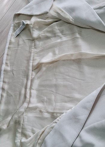 Beyaz Kadın Midi Ceket, Notch Yaka, Uzun Kol - Görsel 9