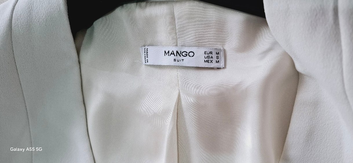 Beyaz Kadın Midi Ceket, Notch Yaka, Uzun Kol - Görsel 5