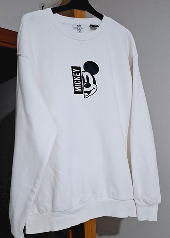 Beyaz Mickey Baskılı Kadın Sweatshirt - Görsel 2