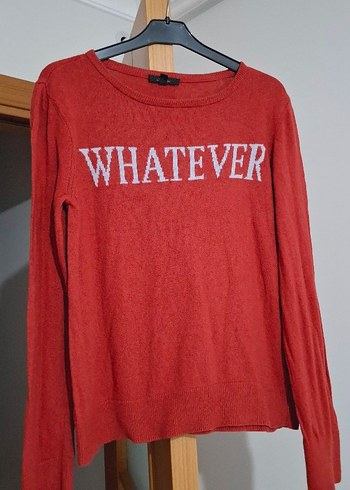 Kırmızı Kadın Triko Kazak Uzun Kollu - Görsel 2