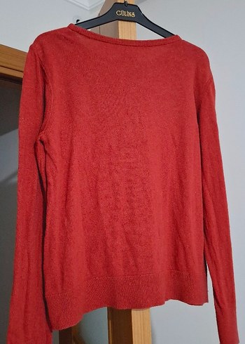 Kırmızı Kadın Triko Kazak Uzun Kollu - Görsel 4