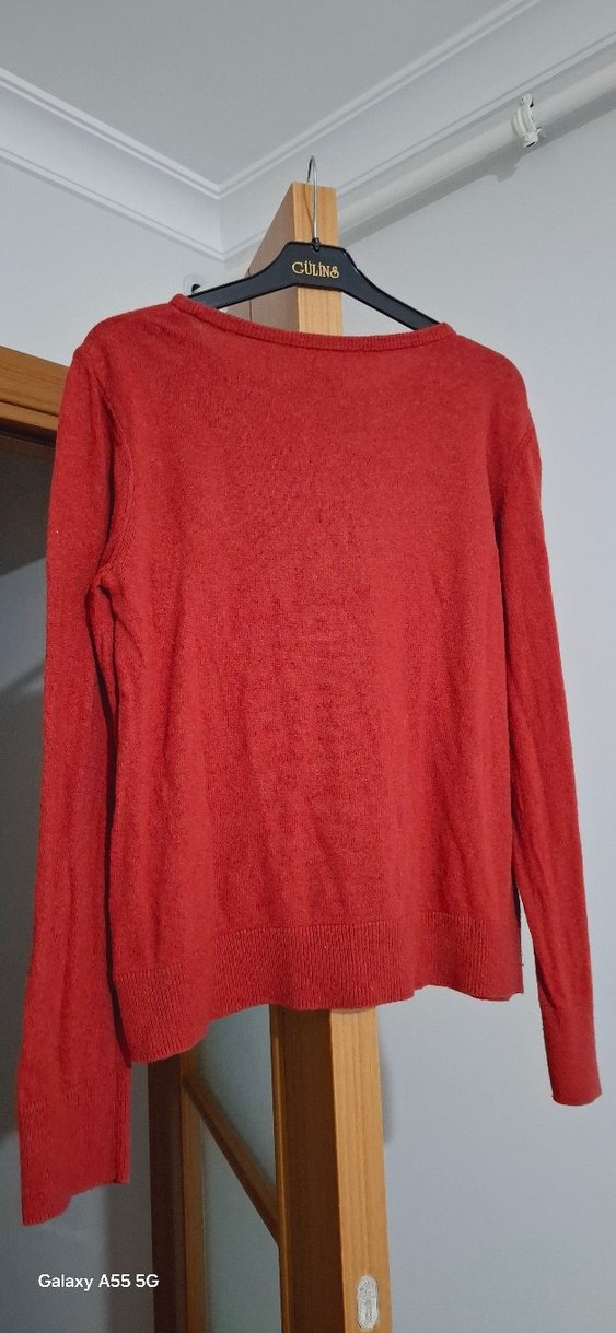 Kırmızı Kadın Triko Kazak Uzun Kollu - Görsel 4