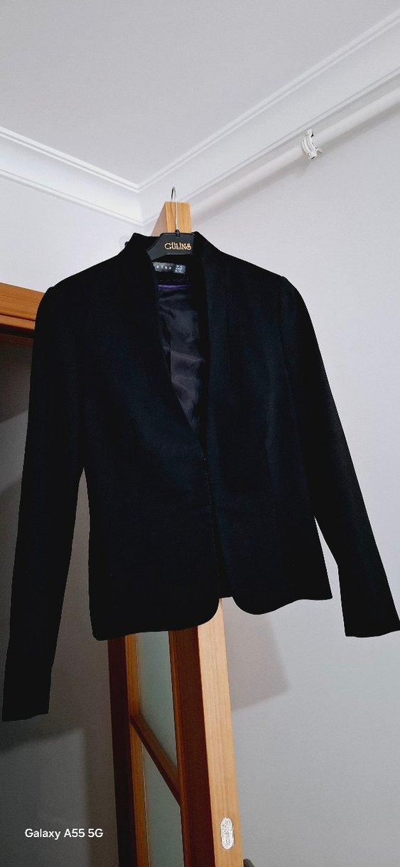 Siyah Midi Kadın Blazer Ceket - Görsel 2