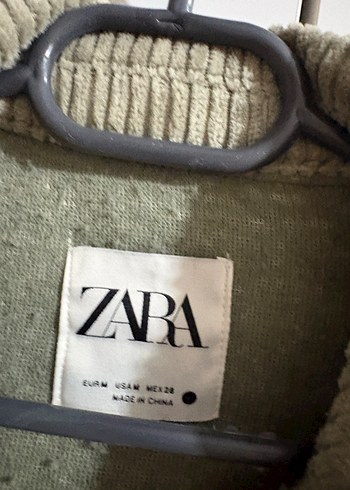 Zara haki peluş cepli Uzun Kollu Kadın Ceket - Görsel 2