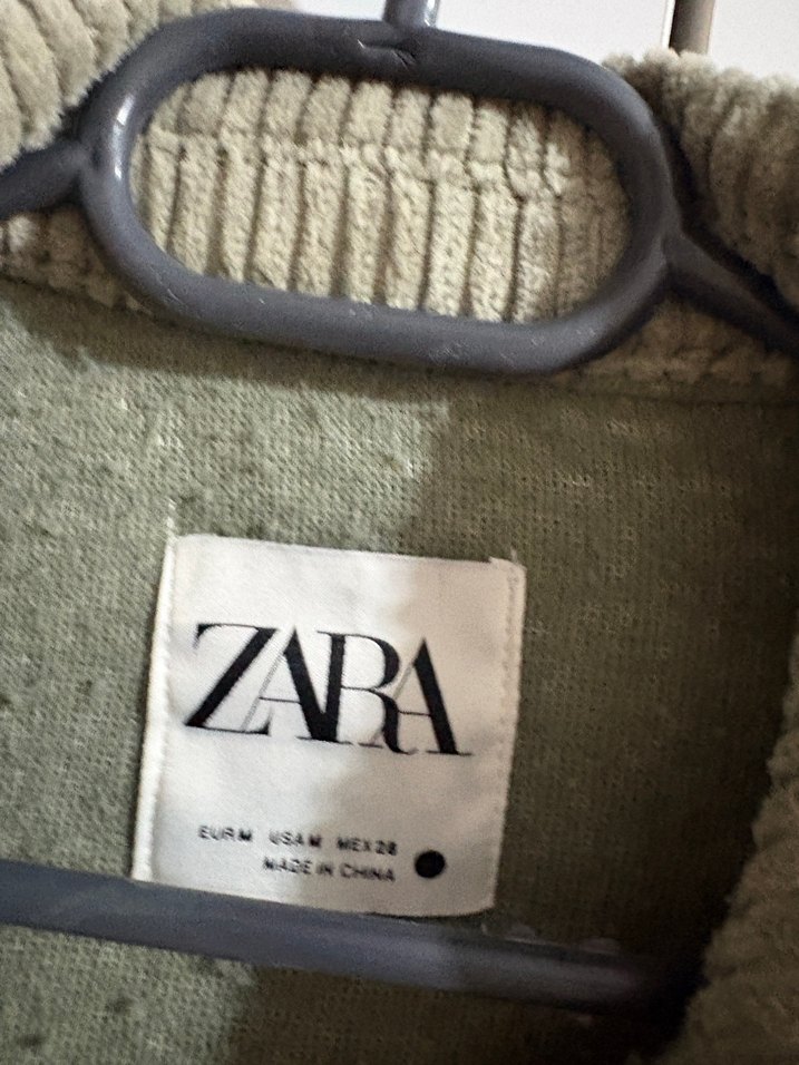 Zara haki peluş cepli Uzun Kollu Kadın Ceket - Görsel 2