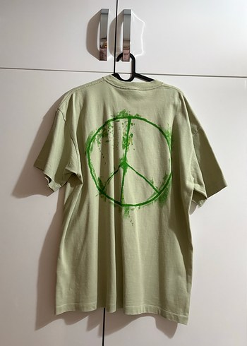 Yeşil Oversize zara Tişört peace - Görsel 2