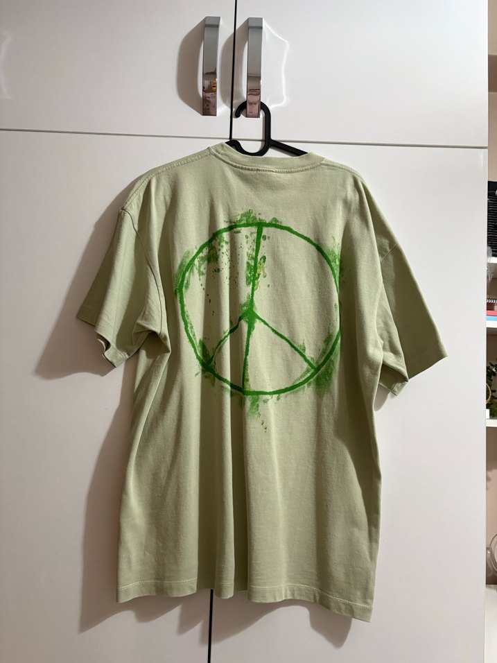Yeşil Oversize zara Tişört peace - Görsel 2