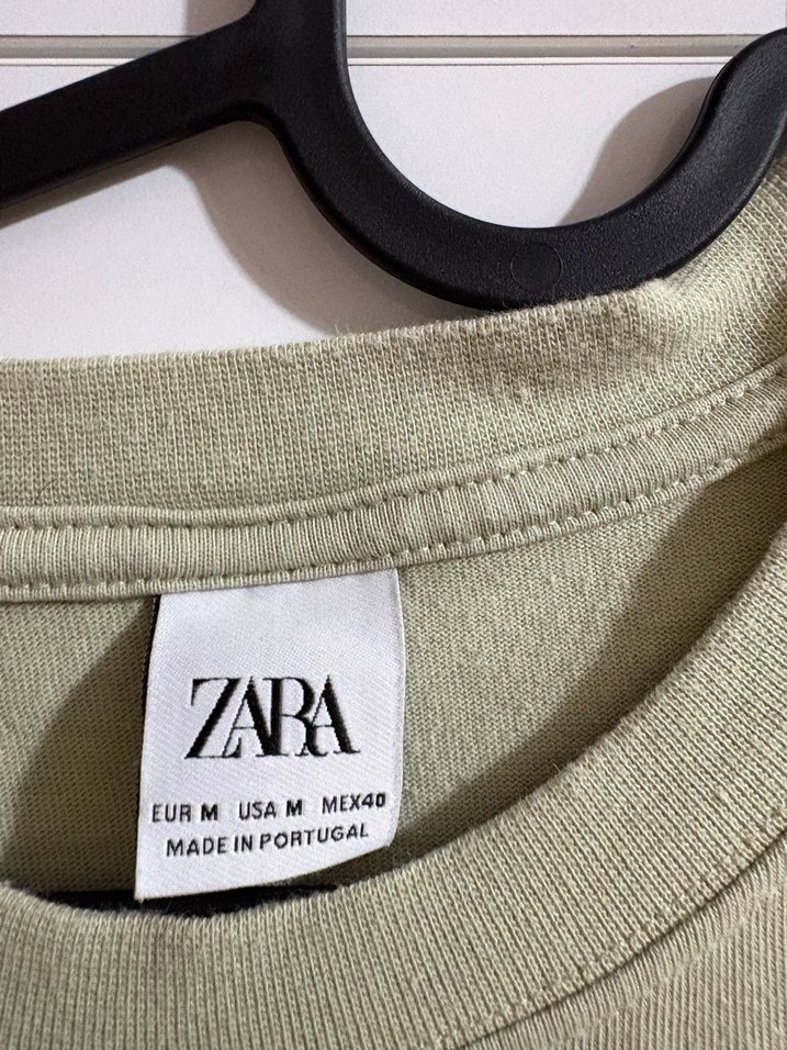 Yeşil Oversize zara Tişört peace - Görsel 3