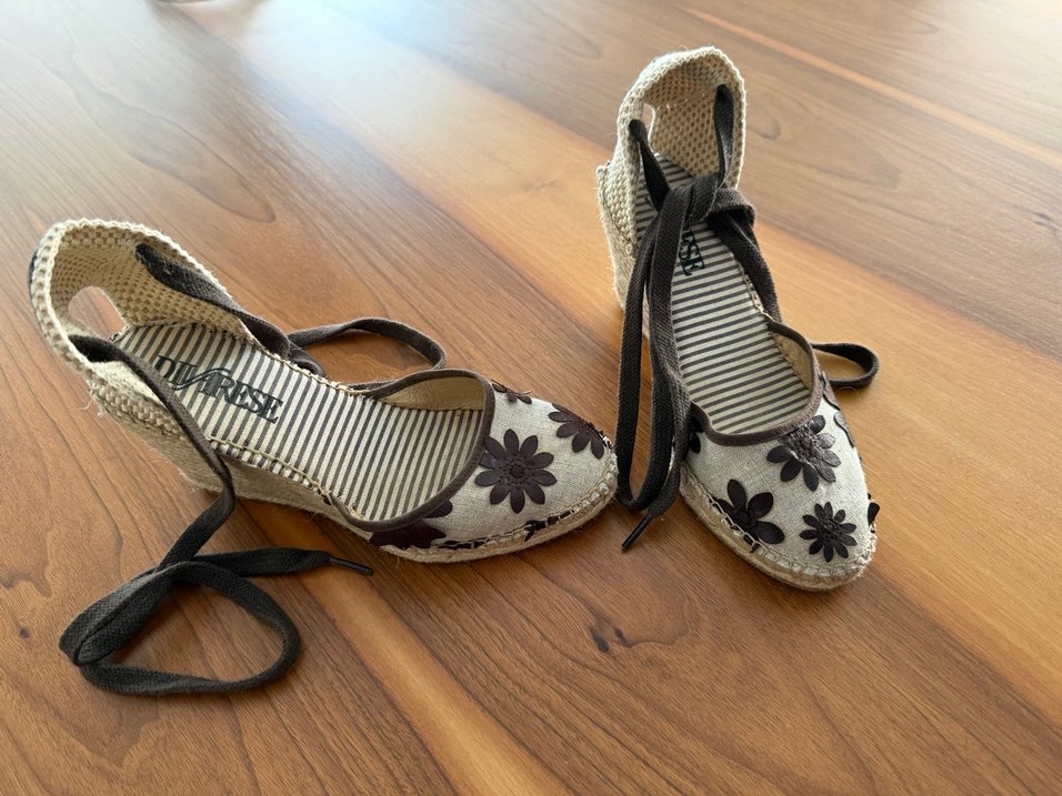 Kahverengi Nakışlı Dolgu Topuklu Espadril Divarese - Görsel 3