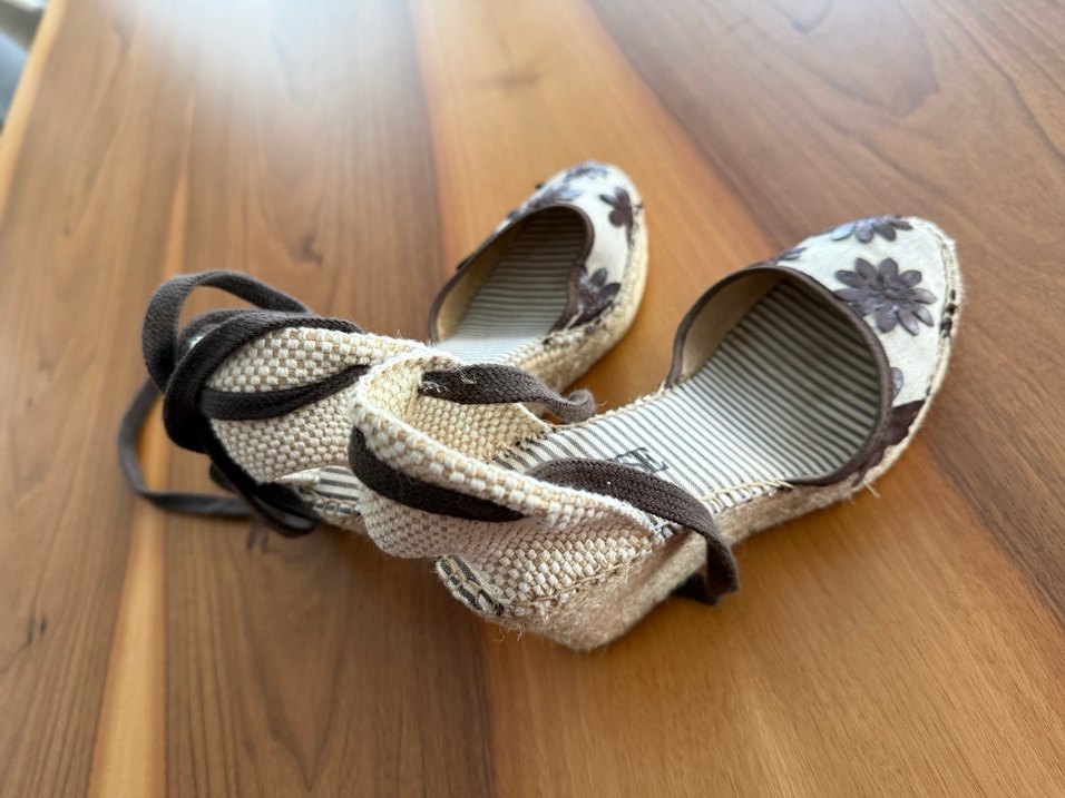 Kahverengi Nakışlı Dolgu Topuklu Espadril Divarese - Görsel 5