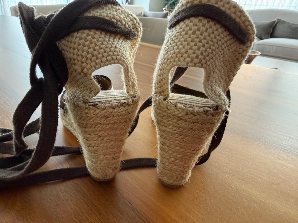 Kahverengi Nakışlı Dolgu Topuklu Espadril Divarese - Görsel 4