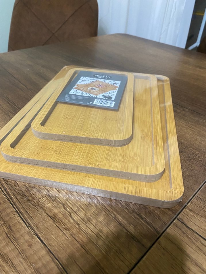 Parlak Bej Bohem Tarzı Ahşap Tepsi Seti - Görsel 3