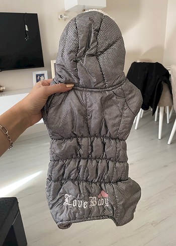 Gri Ekose Desenli Kürklü Köpek Montu - Görsel 2