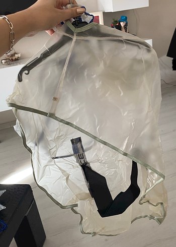 Beyaz Midi Boy Kadın Yağmurluk - Görsel 3