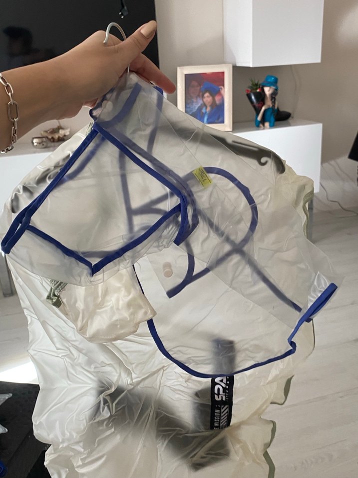 Beyaz Midi Boy Kadın Yağmurluk - Görsel 2