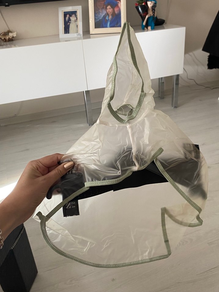 Beyaz Midi Boy Kadın Yağmurluk - Görsel 4