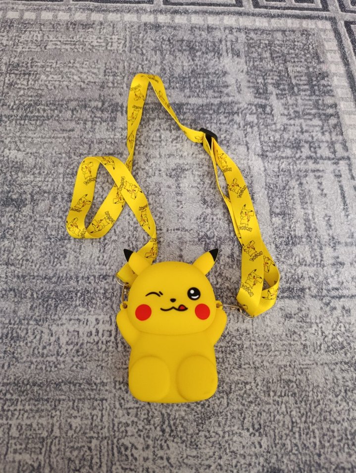 Sarı Pikachu Çocuk Cüzdanı ve Askı - Görsel 2