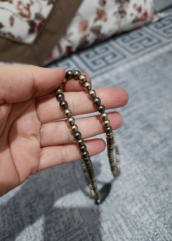 Gri Boncuklu Uzun Yılan Desenli Kadın Kolye - Görsel 7