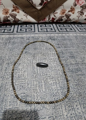 Gri Boncuklu Uzun Yılan Desenli Kadın Kolye - Görsel 2