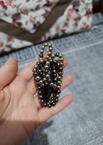 Gri Boncuklu Uzun Yılan Desenli Kadın Kolye - Görsel 5