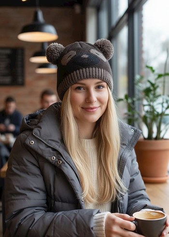 Kahverengi Triko Kadın Bere - Görsel 2