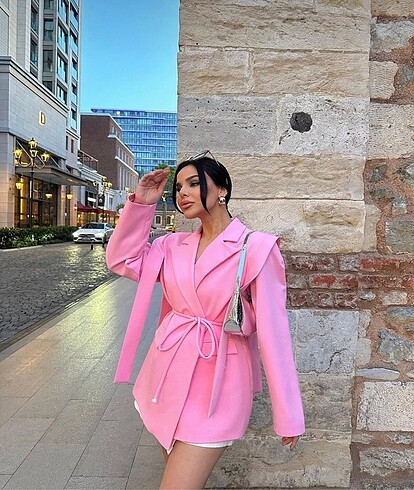 Bağlamalı oversize blazer ceket