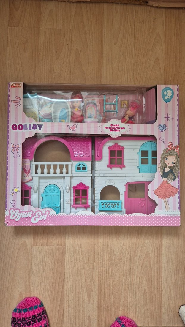 Pastel Pembe Oyuncak Bebek Evi Seti - Görsel 2