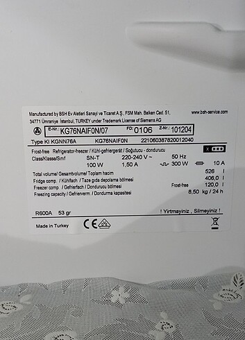  Beden gri Renk Siemens buzdolabı yedek kapagı KG76NAIFON