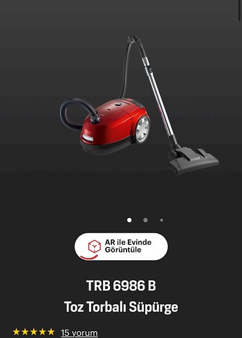 Arçelik Kırmızı Toz Torbalı Süpürge