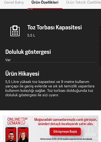  Beden Arçelik Kırmızı Toz Torbalı Süpürge
