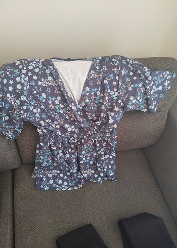 xxl Beden mavi Renk mavi çiçekli bluz